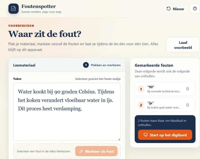 Schermafbeelding van Foutenspotter