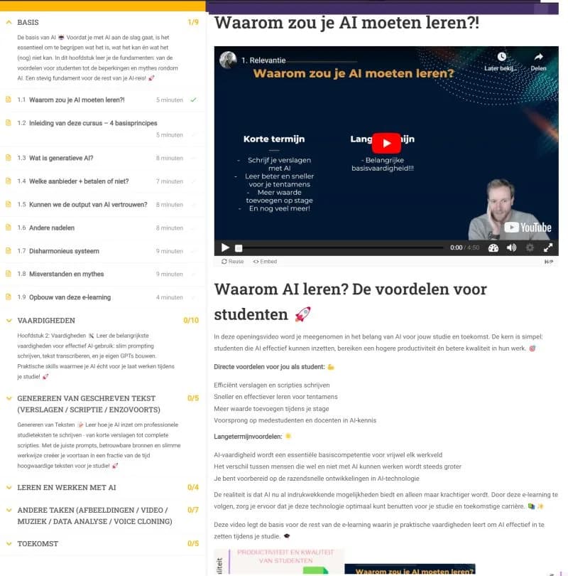 LinkedIn-bijdrage van Tom Naberink: Met veel trots wil ik delen dat ik aan de slag ben aan een (zeer) uitgebreide (gratis) e-learning ‘AI voor Studenten’