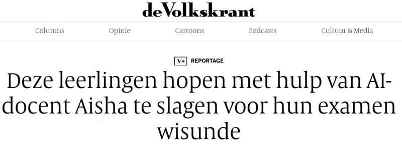 LinkedIn-bijdrage van Tom Naberink: Vandaag publiceerde de Volkskrant een groot artikel over de AI-docenten en de AI-examentrainer ( Ik word enorm blij en