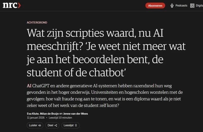 LinkedIn-bijdrage van Tom Naberink: Wat zijn scripties nog waard in het tijdperk van AI?