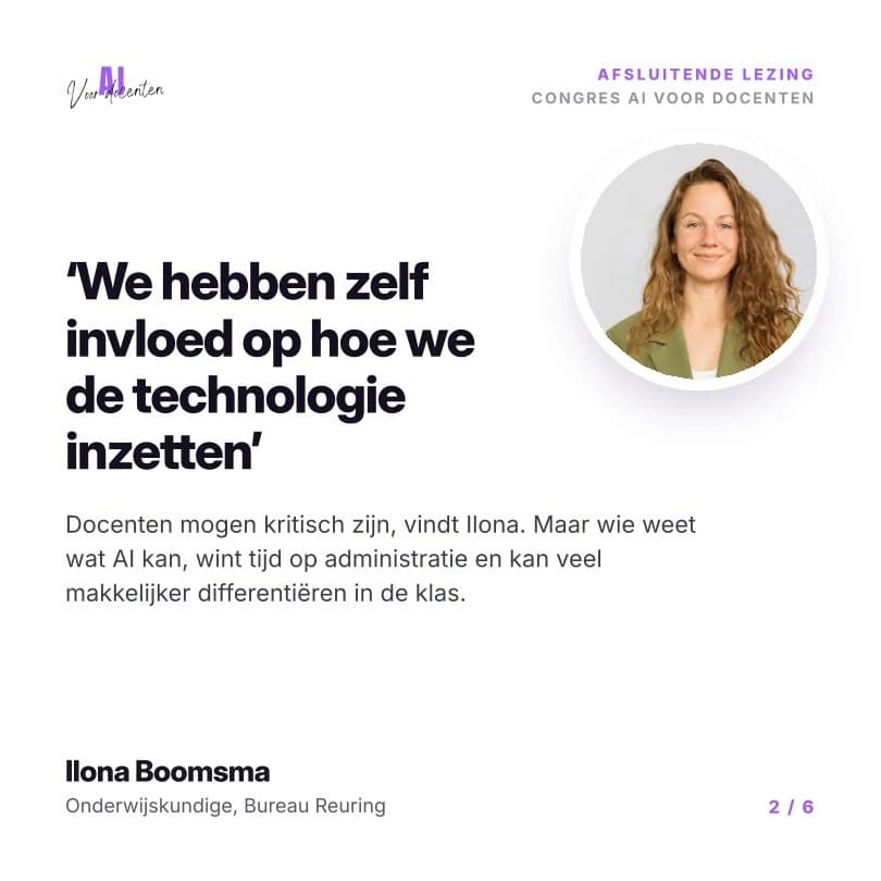 Ilona Boomsma over kritische inzet van AI voor minder administratie en meer differentiatie in de klas