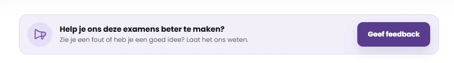 Paarse knop Geef feedback bij de melding dat een examenvraag beter kan