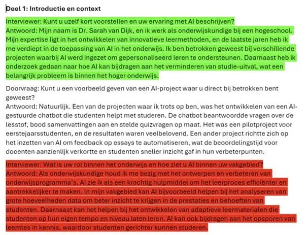LinkedIn-bijdrage van Tom Naberink: Coderen van interviews met AI bij het afstuderen.